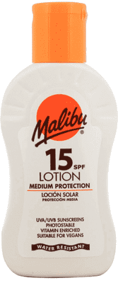 Malibu Sun SPF 15 Lotion, Medium Protection Sun Cream, Water Resistant, Vitamin Enriched, 100ml