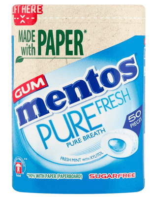 Mentos Pure Fresh Sugar Free Chewing Gum, Paperboard, 50 Pieces (Pack of 6)