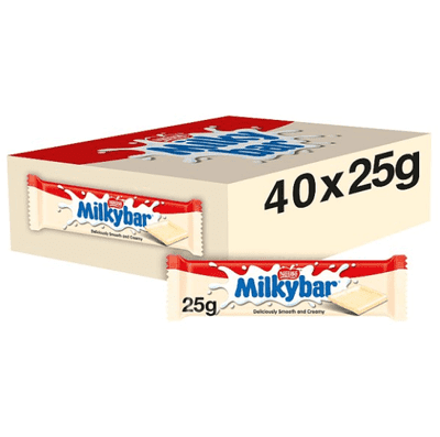 Milkybar White Chocolate Bars, 40 x 25 g