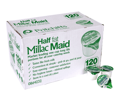 Millac Maid Milk Jiggers Long Life Half-Fat 12 Milliliter [Pack 120]
