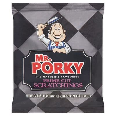 Mr Porky Prime Cut Triple Cooked Pork Scratchings 35g x 12 Pack Bar Board