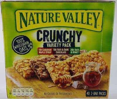 Nature Valley Crunchy Variety Pack 40 x 2-Bar Packs, 100% Wholegrain Oats