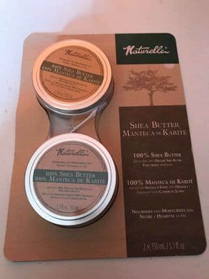 Naturelle 100% Shea Butter 2 x 150ml Tub, Fair Trade Approved, Made in Canada