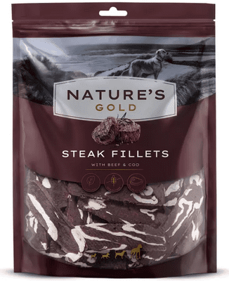 Natures Gold Steak Fillets Beef and Cod Dog Treats 1.2kg
