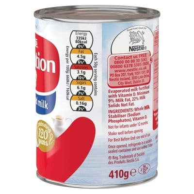 Nestle Carnation Evaporated Milk 410G-14.5 Oz Can - Pack of 12