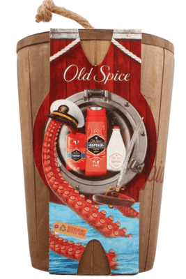 Old Spice Wooden Barrel with Deodorant Stick, Shower Gel and Aftershave Lotion