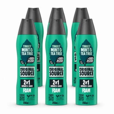 Original Source Mint & Tea Tree Shower & Shave Foam 6 x 200ml
