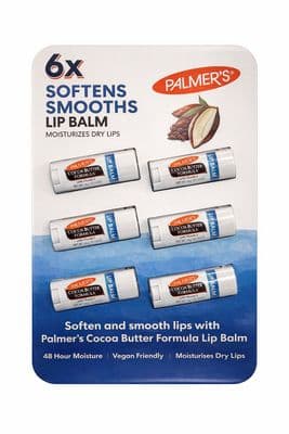 Palmers Lip Balm Cocoa Butter 6 Pack Moisturising Sticks