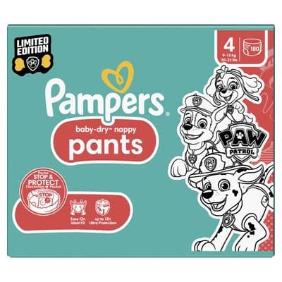 Pampers Baby-Dry Nappy Pants Paw Patrol Edition Size 4, 180 Nappies