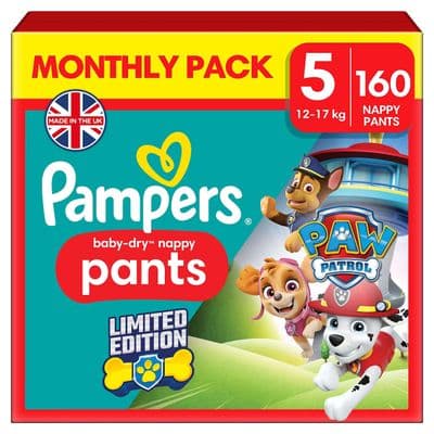 Pampers Baby-Dry Nappy Pants Paw Patrol Edition Size 5, 160 Nappies