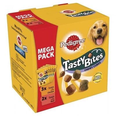 Pedigee Tasty Bites Chewy Cubes Dog Treats Mixed Variety Megapack (5 x 130g)