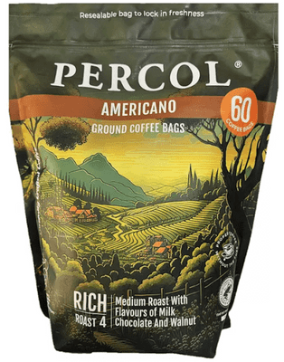 Percol Americano Medium Roast Coffee Bags 60 x 8g Individual bags