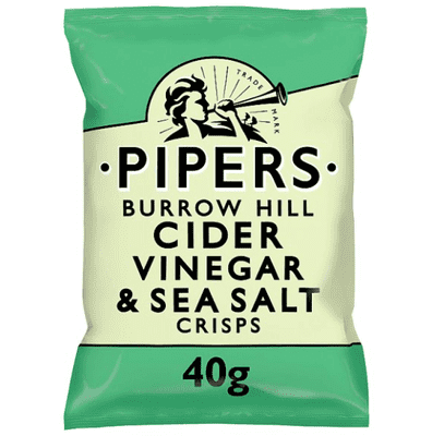 Pipers Crisps Burrow Hill Cider Vinegar and Sea Salt (Case of 24 x 40g)