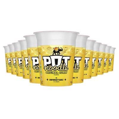 Pot Noodle Original Curry Standard Pot instant vegetarian snack quick to make noodles 12x 90g