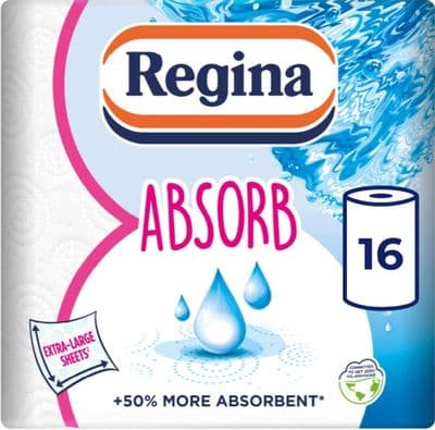 Regina Absorb Extra Large Kitchen Towels, 16 Roll Family Pack