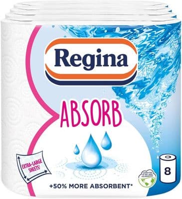 Regina Absorb Extra Large Kitchen Towels, 8 Roll Family Pack