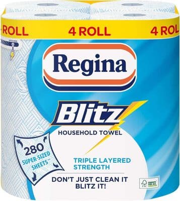 Regina Blitz 3-Ply Household Towels, 4 Rolls