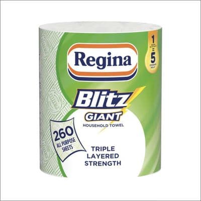 Regina Blitz Giant Household Towel - 1 Roll, 3-Ply, 260 Sheets, FSC Certified