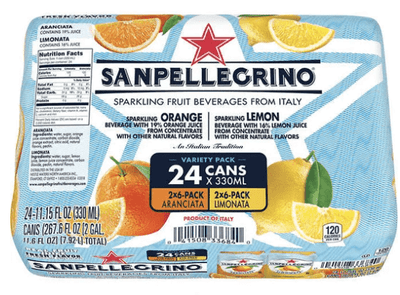 Sanpellegrino Rainbow Limonata Aranciata Pack, Lemon, 330 ml, 24 Cans