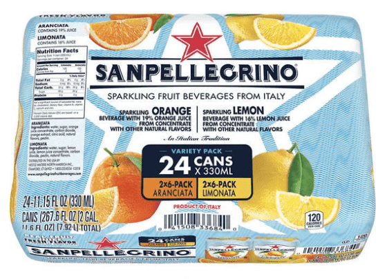 Sanpellegrino Rainbow Limonata Aranciata Pack, Lemon, 330 ml, 24 Cans