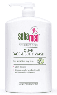 Sebamed Olive Face and Body Wash Pump Pot 1L, For Sensitive Skin
