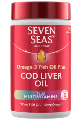 Seven Seas Cod Liver Oil Plus Multivitamins Omega-3 Fish Oil 90 Capsules