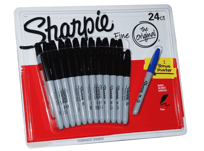 Sharpie 24 pack fine point black permanent marker pens plus one free