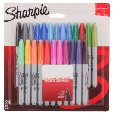 Sharpie Fine Point Permanent Markers, Assorted Colours, 24 Pack