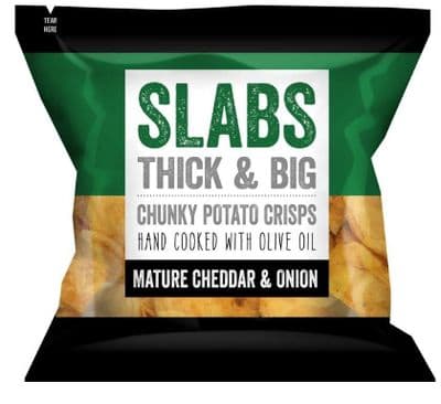 Slabs - Mature Cheddar & Onion Thick & Big Potato Chunky Crisps 14 x 80g - Vegetarian