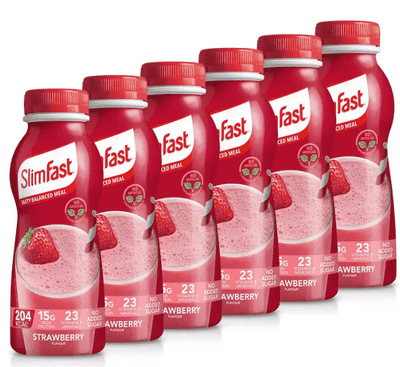 SlimFast Ready To Drink Shake, Tasty, Balanced Shake with Vitamins and Minerals, No Sugar, Strawberr