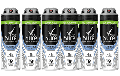 Sure Men Compressed Invisible Ice Fresh Anti-Perspirant 48h Dry, 6 x 125ml