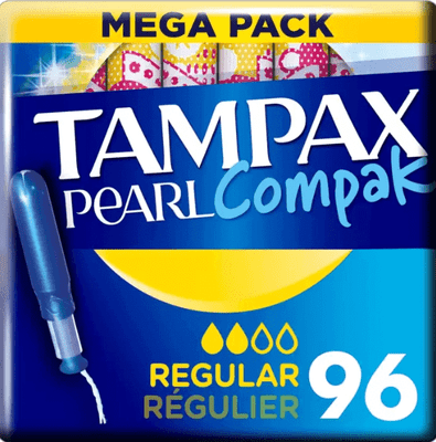 Tampax Pearl Compak Regular Tampons, 96 Count