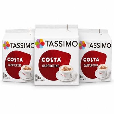 Tassimo Costa Cappuccino T Discs, 3 Packs of 8 Pods