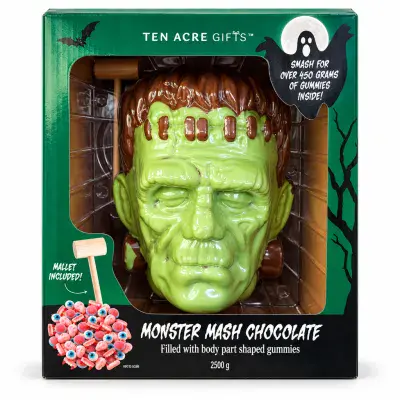Ten Acre Gifts Monster Mash Chocolate Smash Figure with Gummies and Mallet, 2.5kg