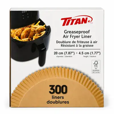 Titan Greaseproof Air Fryer Liners 20cm, 300 Pack