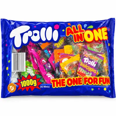 Trolli All In One Mixed Sweets Sharing Bag, 1kg (42 Mini Bags)