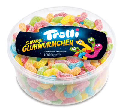 Trolli Sour Glowworms 1Kg Tub