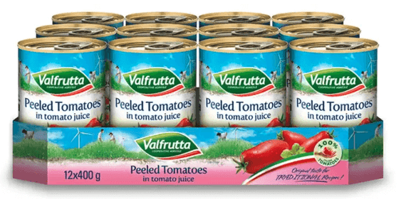 Valfrutta Italian Peeled Plum Tomatoes, 12 x 400g