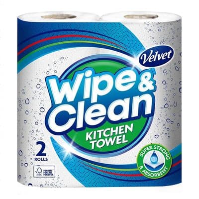 Velvet Wipe & Clean Plus Household Towels 20 Roll Pack