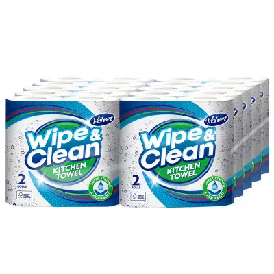 Velvet Wipe & Clean Plus Household Towels 20 Roll Pack