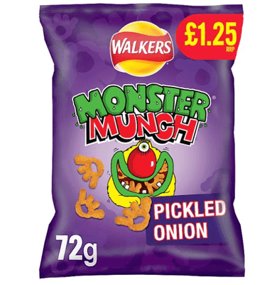Walkers Monster Munch Pickled Onion Snacks 72g x Case of 15