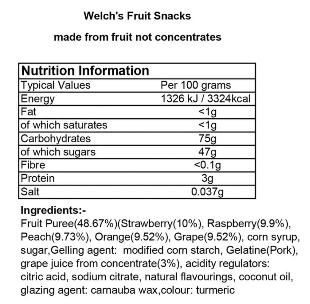 Welch s Fruit Snacks Mixed Fruit Fat Free Snacks 80 x 25g pouches per box