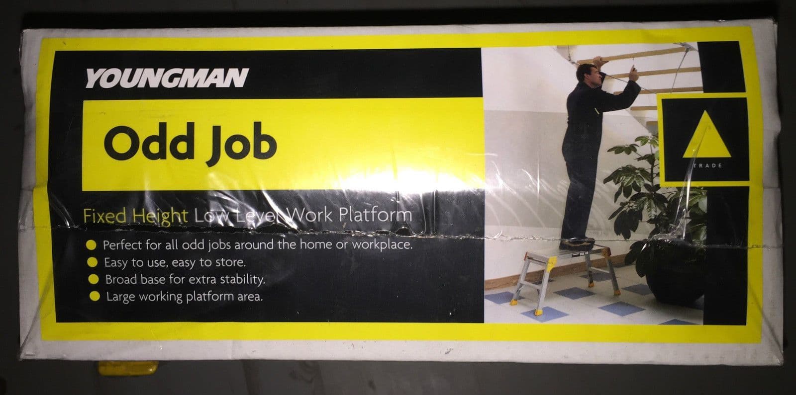 Young man Odd Job Fixed Height Low Level Work Platform Perfect for DIY