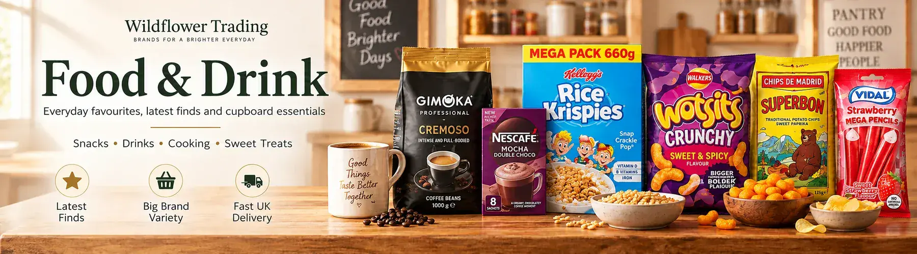 Snacks, drinks and everyday food essentials from Wildflower Trading Ltd