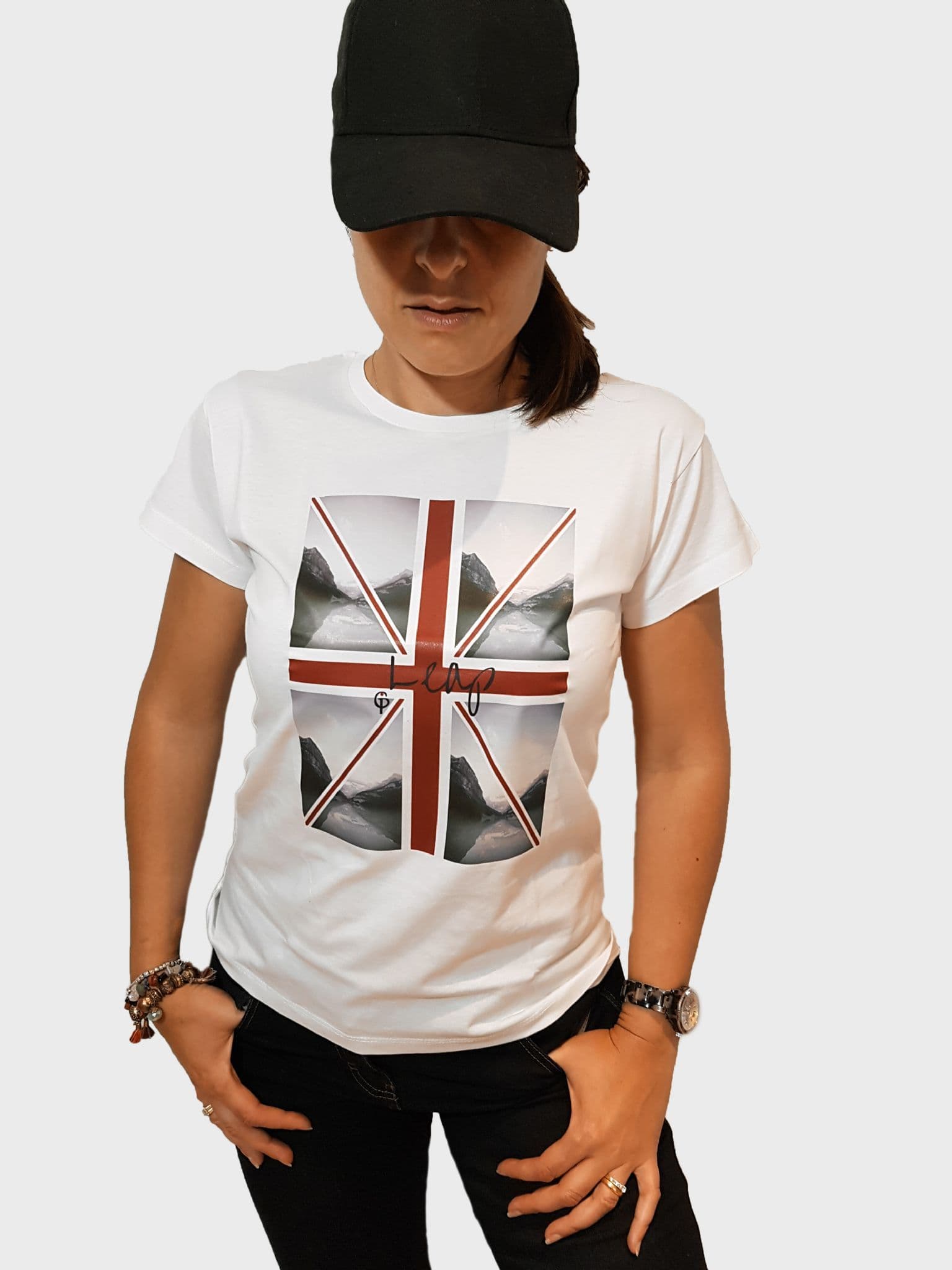 Unique Handmade Designed Women Union Jack Short Sleeve T-shirt by 
