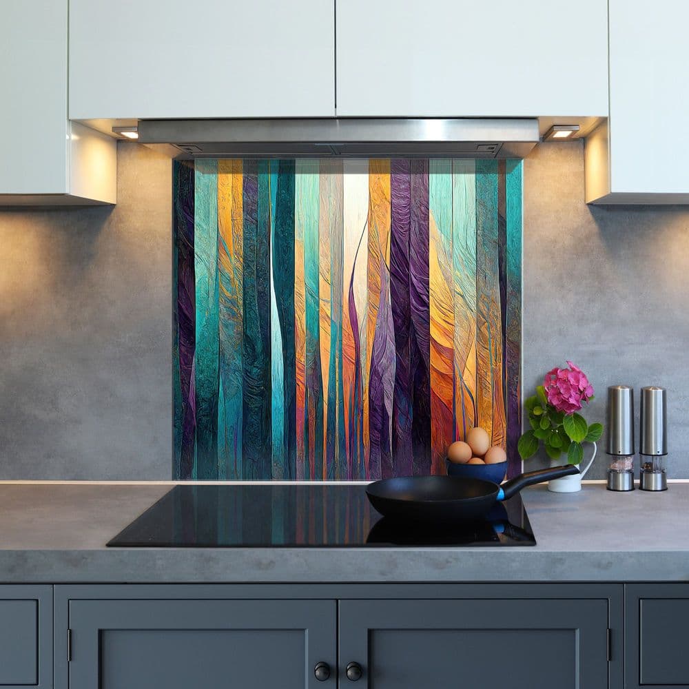 Vintage stained glass kitchen glass splashback Heat resistant 6mm