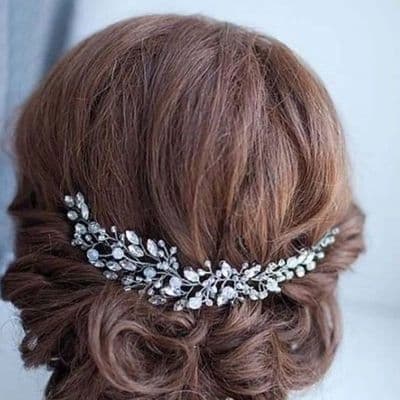 Aggie Silver Crystal Beaded Hair Vine
