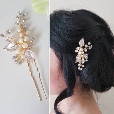 Aisha Gold Blush Hair Pin