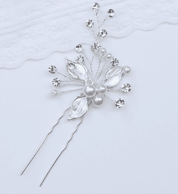 Aisha Silver Pearl Hair Pin