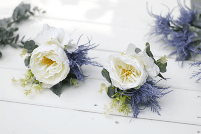 Alisa Artificial Scottish Thistle Cake Flowers - Ivory Peony Cake Tier Flowers - Cake Flowers